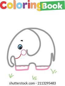 El tema 1 del libro de colorear elefante.  ilustración vectorial.