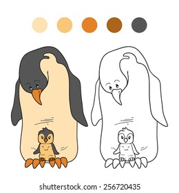Coloring book (family of penguins)