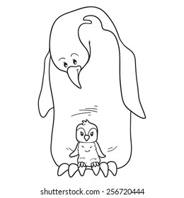 Coloring book (family of penguins)