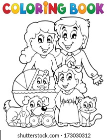 Coloring book family theme - eps10 vector illustration.