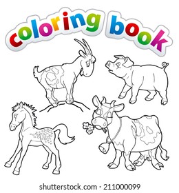 Coloring book - farm animals