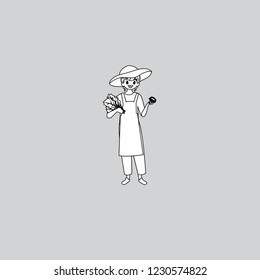 Coloring book farmer with harvest  vector illustration.