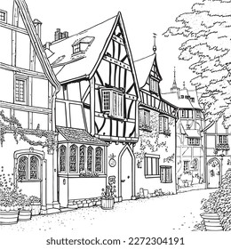 The coloring book features intricate designs inspired by architecture, with elegant patterns and details