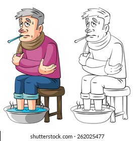 Coloring Book Fever Old Man Cartoon Character