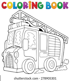 Coloring book fire truck theme 1 - eps10 vector illustration.