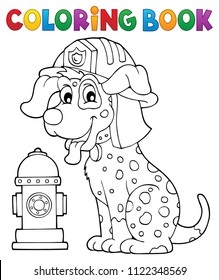 Coloring Book Firefighter Dog Theme 1 Stock Vector (Royalty Free ...