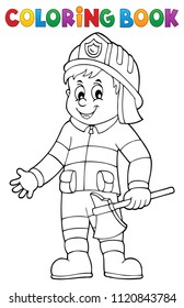 Coloring book firefighter man 1 - eps10 vector illustration.
