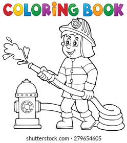 Coloring book firefighter theme 1 - eps10 vector illustration.