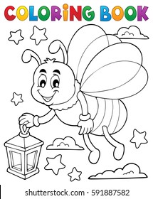 Coloring book firefly with lantern - eps10 vector illustration.