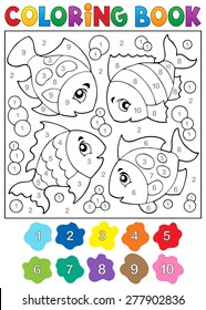 Coloring book with fish theme 3 - eps10 vector illustration.