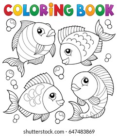 Coloring book with fish theme 4 - eps10 vector illustration.