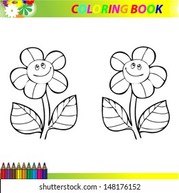 Coloring book with flower theme 2 - vector illustration.