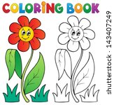 Coloring book with flower theme 3 - eps10 vector illustration.
