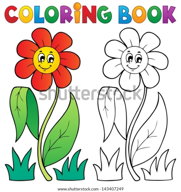 Coloring Book Flower Theme 3 Eps10 Stock Vector (Royalty Free) 143407249