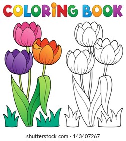 Coloring book with flower theme 4 - eps10 vector illustration.