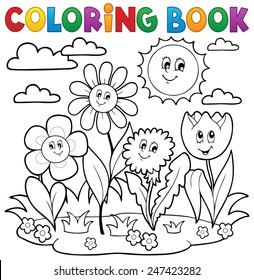 Coloring book with flower theme 7 - eps10 vector illustration.