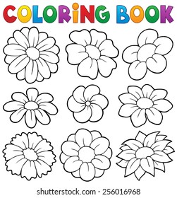 Coloring book with flower theme 8 - eps10 vector illustration.