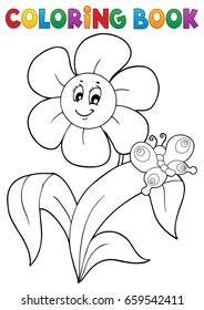 Coloring book flower topic 4 - eps10 vector illustration.