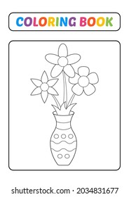 Coloring book, flower vase vector