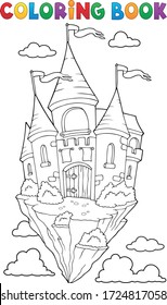 Coloring book flying castle theme 1 - eps10 vector illustration.