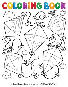 Coloring book flying kites - eps10 vector illustration.