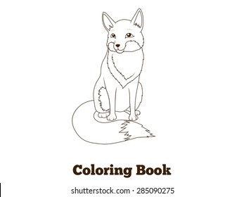 Coloring book forest animal fox cartoon for children vector illustration