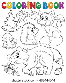 Coloring book forest wildlife theme 1 - eps10 vector illustration.