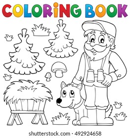 Coloring book forester theme 2 - eps10 vector illustration.