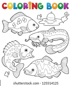 Coloring book freshwater fishes 1 - vector illustration.