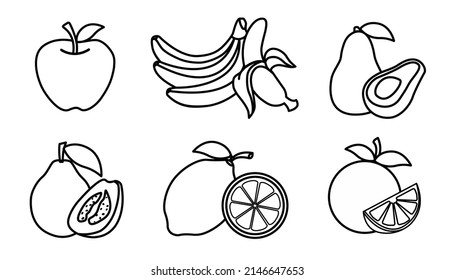 Coloring Book Fruits Kids Stock Vector (Royalty Free) 2146647653 ...