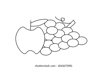 Coloring book Fruits, Vector illustration