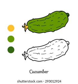 Coloring book: fruits and vegetables (cucumber)