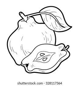 Coloring book: fruits and vegetables (quince)