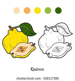 Coloring book: fruits and vegetables (quince)