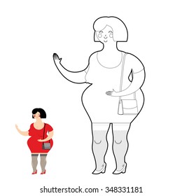 Coloring book Fun fat Prostitute. Woman sexy employee. Girl providing sexual services for money.