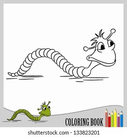 Coloring book - funny caterpillar (vector)