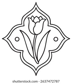 Coloring book. funny frame with flower. Vector graphics, cartoon	