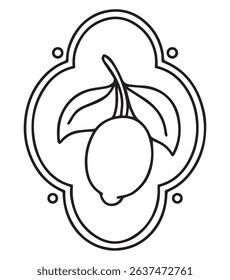 Coloring book. funny frame with lemon. Vector graphics, cartoon	