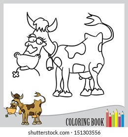 Coloring book - funny old cow (vector)