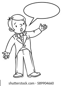 Coloring book of funny singer or vocalist. Profession series. Children vector illustration. With balloon for text