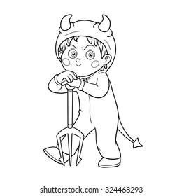 Coloring book, game for children: Halloween character (devil)