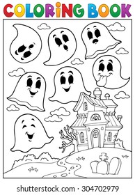 Coloring book ghost theme 4 - eps10 vector illustration.