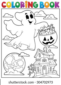 Coloring book ghost theme 5 - eps10 vector illustration.