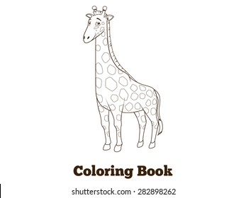 Coloring book giraffe african savannah animal cartoon vector illustration for children