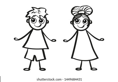 Coloring Book Girl Boy Images Stock Vector (Royalty Free) 1449684431 ...