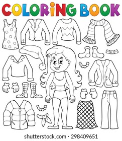 Coloring book girl with clothes theme 2 - eps10 vector illustration.