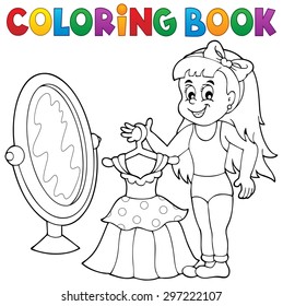 Coloring book girl with dress theme - eps10 vector illustration.