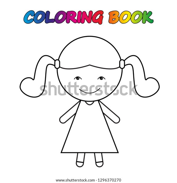 Coloring Book Girl Coloring Page Educate Stock Vector (Royalty Free ...