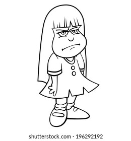 coloring book girl. Vector version