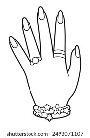 Coloring book for girls hand manicure on a white background.